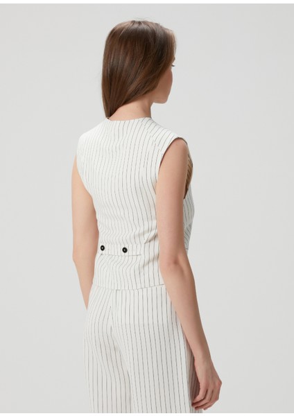 Vanua Siyah Krem Çizgili Yelek fırsatları