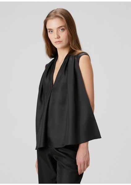 Sade Siyah Ipek Bluz modelleri