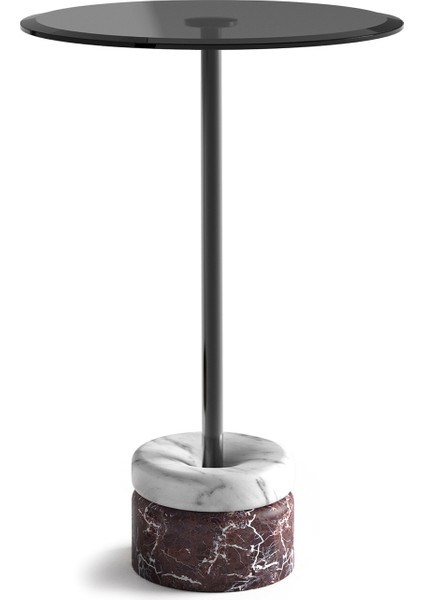 Polo Solo Vişne Leylak Mermer Ayaklı Yan Sehpa