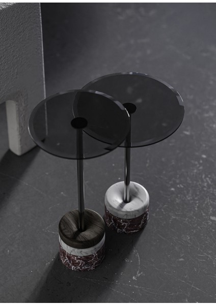 Polo Solo Vişne Leylak Mermer Ayaklı Yan Sehpa modelleri