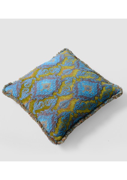 Ikat Turkuaz Etnik Desenli Dokuma Kırlent 50 x 50 cm fiyatları
