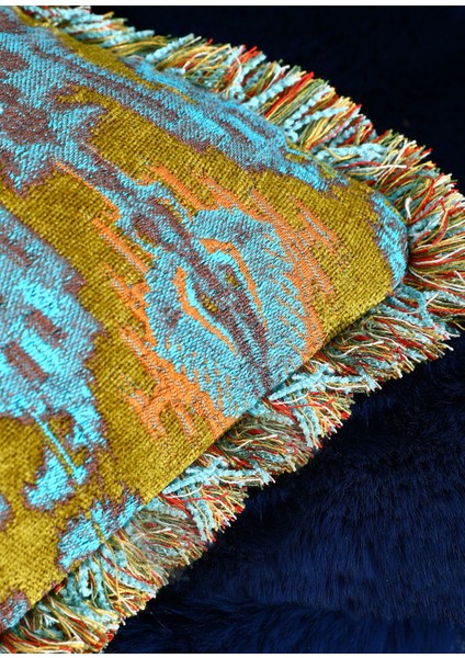 Ikat Turkuaz Etnik Desenli Dokuma Kırlent 50 x 50 cm fırsatları