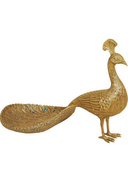 Maitland Smith Pirinç Gövdeli Sedef Kanatlı Ihtişamlı Tavus Kuşu Dekoratif Obje