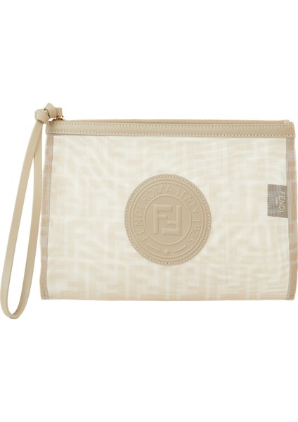 Krem Logo Desenli Kadın Çanta