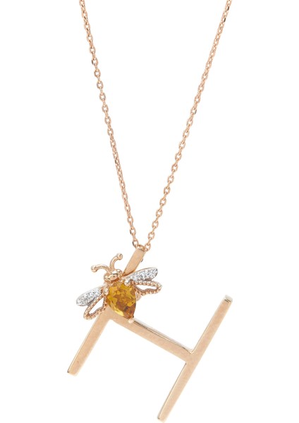 Letters H Harfi Sitrin Pırlanta Kadın Altın Kolye fiyatları