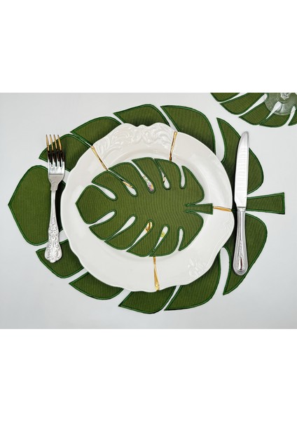 Monstera Yeşil Keten Yaprak Desenli 2'li Amerikan Servis fiyatları