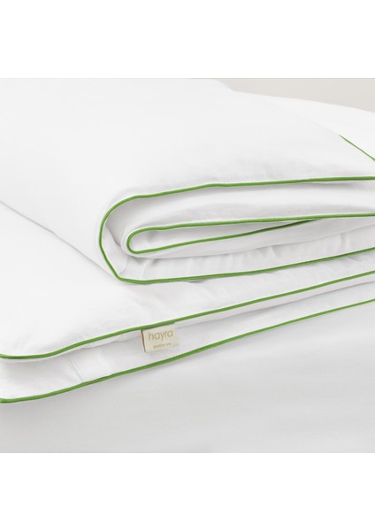 Yeşil Biyeli Beyaz Pamuk Saten Çift Kişilik Nevresim Takımı fırsatları