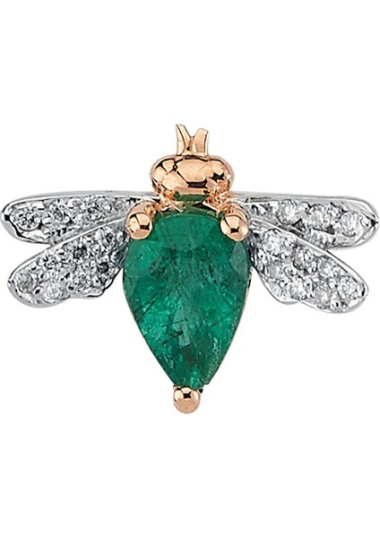 Queen Bee Kadın Tekli Zümrüt Pırlanta Altın Küpe