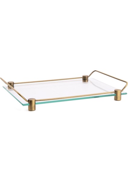 Antik Renk Cam Tezgah Üstü Banyo Tepsisi 36 x 209 x 313 mm