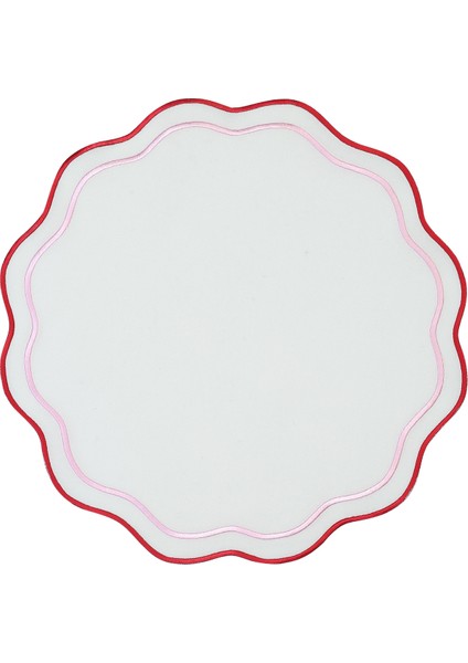 London 2’li Kırmızı Işlemeli Amerikan Servis 42X42 cm