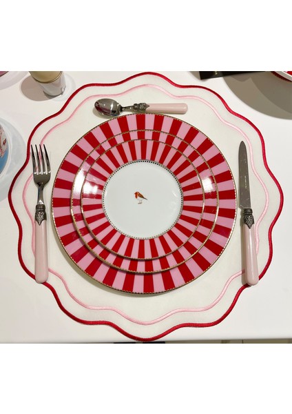 London 2’li Kırmızı Işlemeli Amerikan Servis 42X42 cm fiyatları