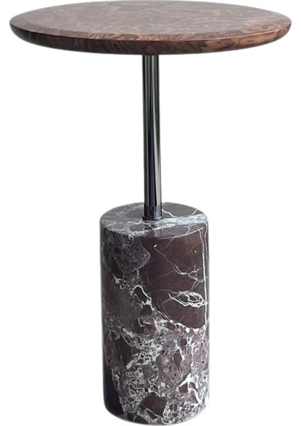 Nest Mermer Ayaklı Kök Kaplama Yuvarlak Yan Sehpa