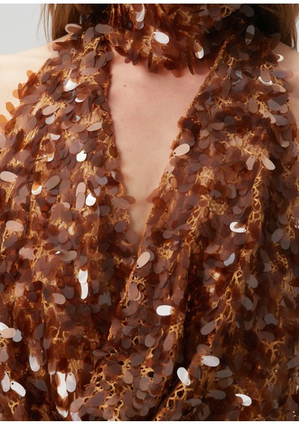 Paloma Kahverengi Payetli Mini Kokteyl Elbise indirimleri