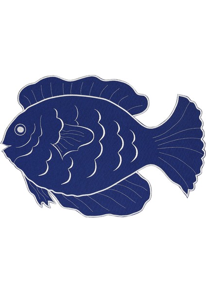 Balık Desenli 2’li Keten Mavi Amerikan Servis 35X50 cm