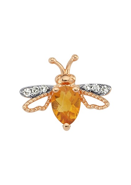 Honey Renkli Taşlı Kadın Altın Tekli Küpe