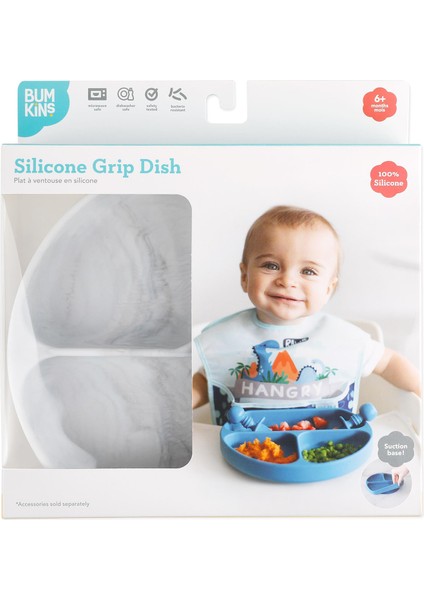 Marble Gri Silikon Vakumlu Tabak