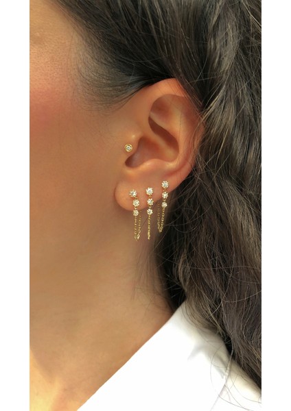 Santa Monica Pırlanta Taşlı 14 Ayar Altın Kadın Tek Küpe fiyatları