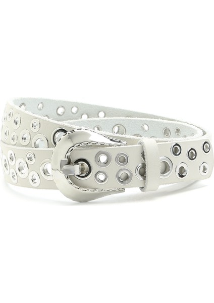 Krem Kadın Deri Kemer