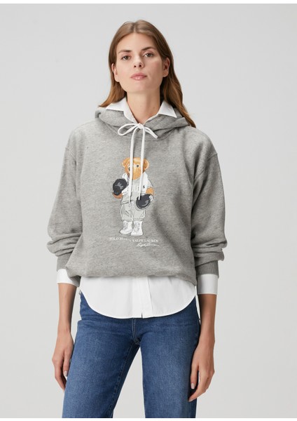 Gri Baskılı Sweatshirt