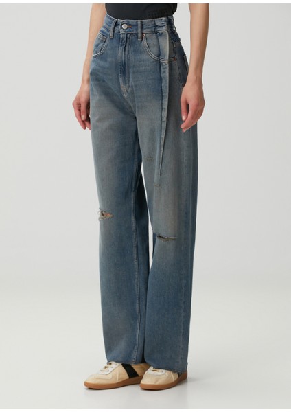 Mavi Yıpratmalı Jean Pantolon modelleri
