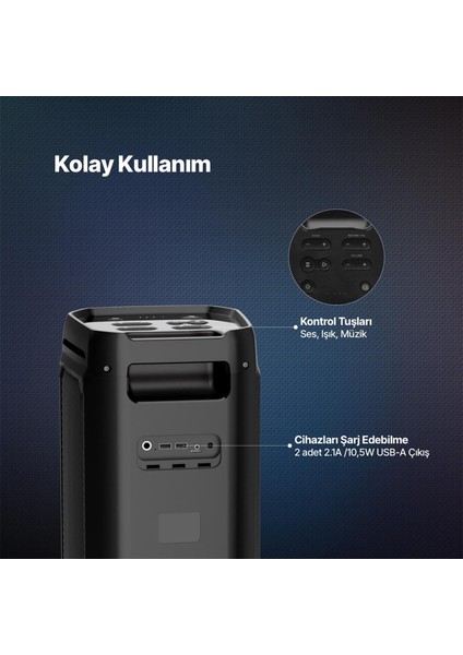 Carnival Taşınabilir Bluetooth Parti Hoparlörü 100W