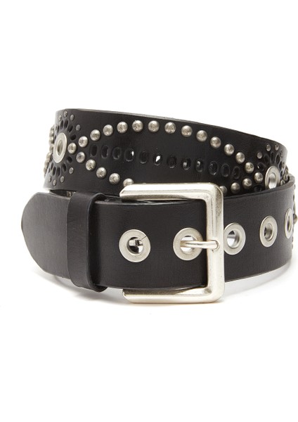 Siyah Troklu Kadın Deri Kemer
