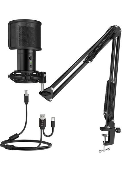 T683 USB Type C Profesyonel Siyah Mikrofon Seti