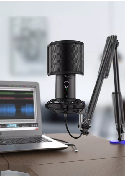 T683 USB Type C Profesyonel Siyah Mikrofon Seti