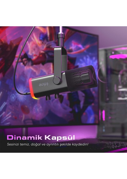 Am8 Usb/xlr Dinamik Rgb Yayıncı Oyuncu Stüdyo Mikrofonu modelleri
