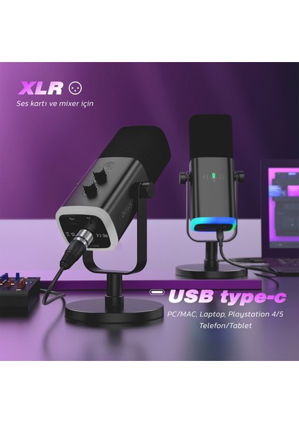 Am8 Usb/xlr Dinamik Rgb Yayıncı Oyuncu Stüdyo Mikrofonu fırsatları