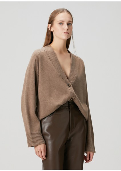 Kaia Koyu Bej Kaşmir Triko Hırka