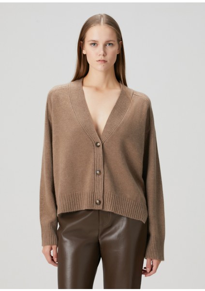 Kaia Koyu Bej Kaşmir Triko Hırka modelleri