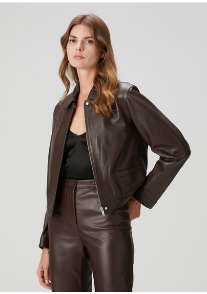 Ascot Kahverengi Deri Ceket