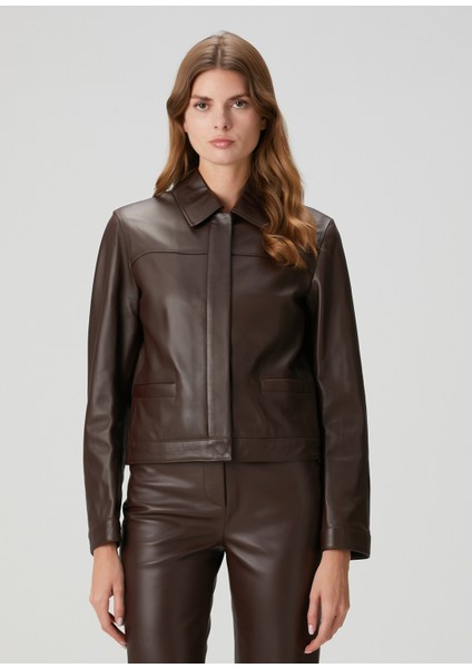 Ascot Kahverengi Deri Ceket modelleri
