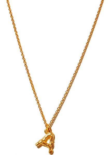 Alphabet Pendant Letter Medium A Harfi Detaylı 14 Ayar Altın Kadın Kolye