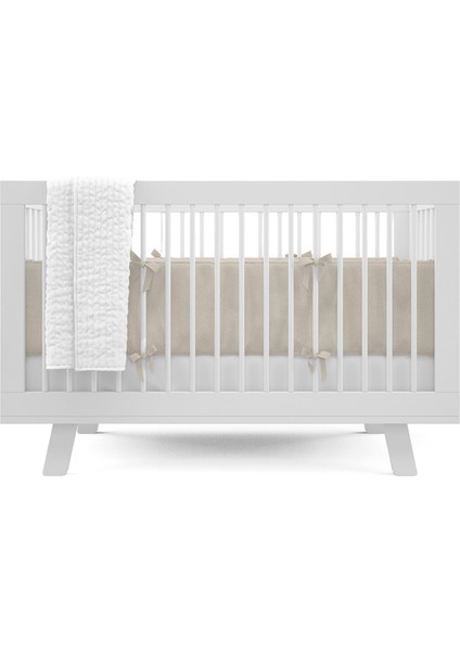 Bej Bumper Pamuklu Beşik Yan Koruma 60 x 120 cm