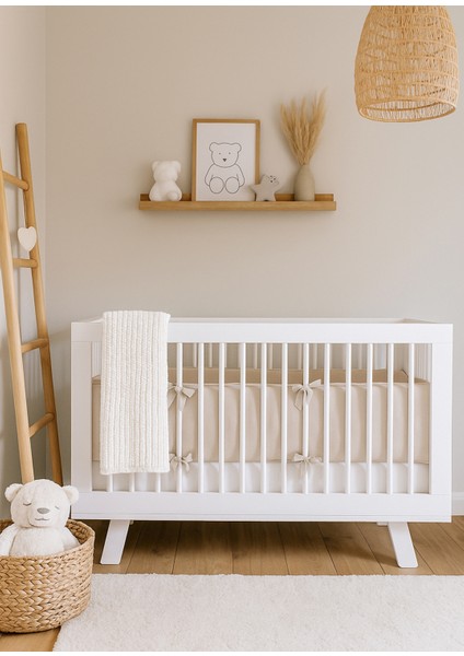 Bej Bumper Pamuklu Beşik Yan Koruma 60 x 120 cm modelleri