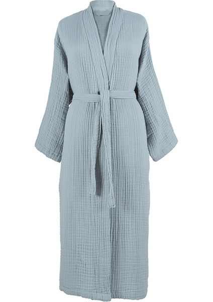 Jasper Çelik Gri Pamuklu Müslin Unisex Bornoz