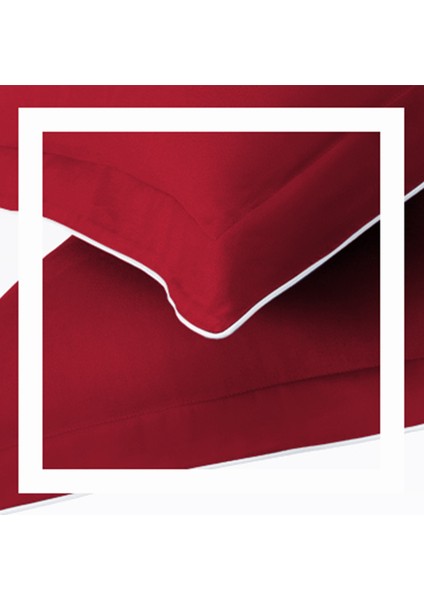 Beyaz Biyeli Kırmızı Oxford Yastık Kılıfı 50X70 cm modelleri