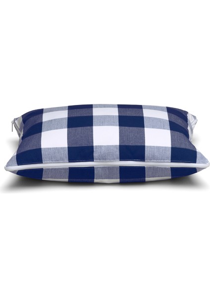 Lacivert Beyaz Kaz Tüyü Seyahat Yastığı 39 x 29 cm