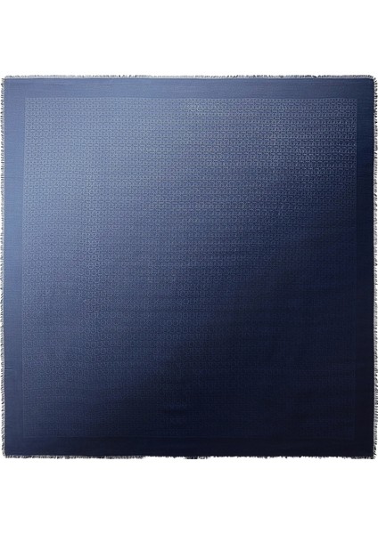 Koyu Mavi Logo Jakarlı Kadın Ipek Fular