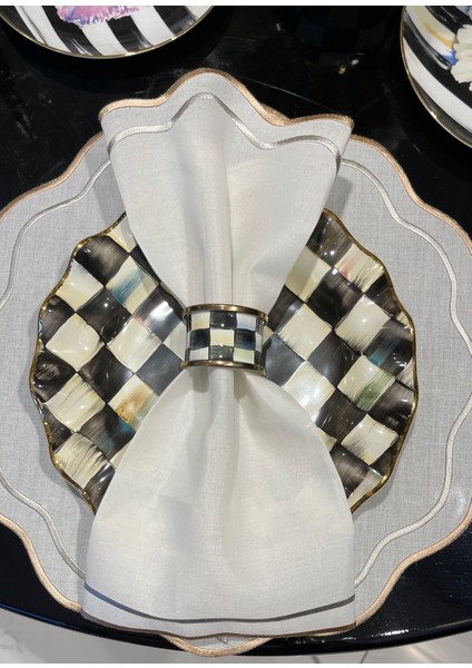 London 2’li Altın Gri Işlemeli Amerikan Servis 42X42 cm modelleri