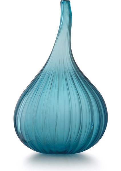 Drops Parlak Akuamarin Mavisi Cam Küçük Boy Vazo