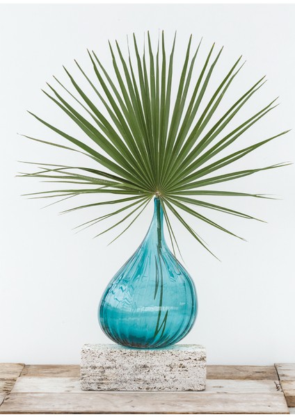 Drops Parlak Akuamarin Mavisi Cam Küçük Boy Vazo fiyatları