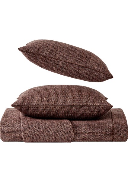 Tüvit Dokulu Tarçın Rengi Çift Kişilik Yatak Örtüsü