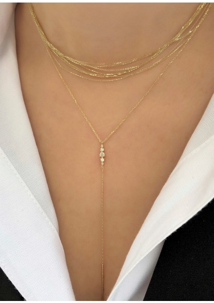 Marsilya Necklace Pırlanta Taşlı 14 Ayar Altın Kadın Kolye modelleri