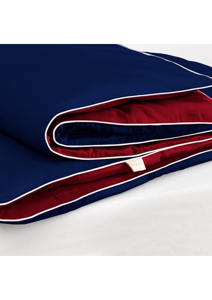 Lacivert Kırmızı Pamuk Saten Çift Kişilik Nevresim Takımı 200X220 cm fırsatları