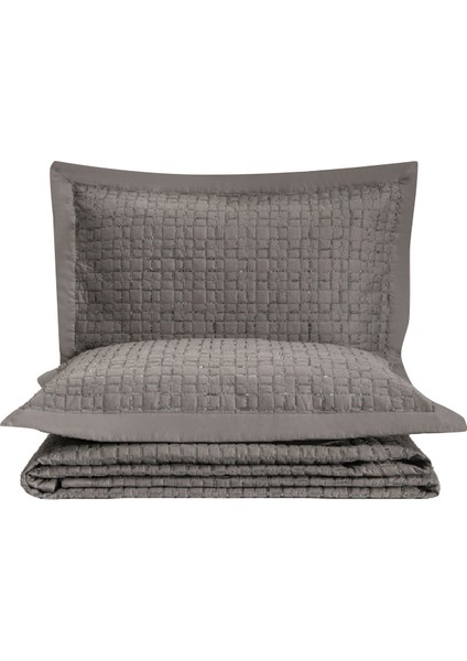 Kungling Organik Pamuk & Nakışlı Antrasit Çift Kişilik Yatak Örtüsü
