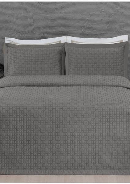 Kungling Organik Pamuk & Nakışlı Antrasit Çift Kişilik Yatak Örtüsü fiyatları