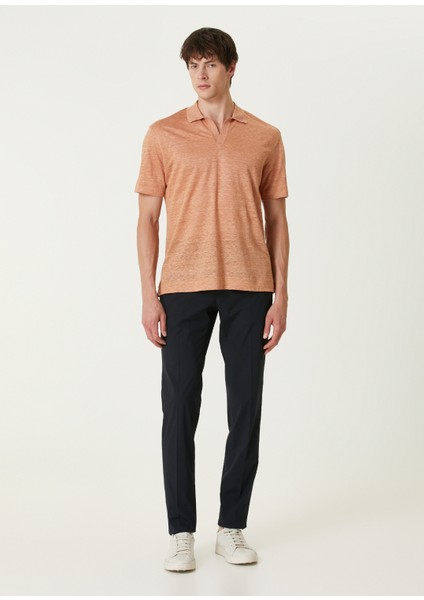 Turuncu Polo Yaka Keten T-Shirt fiyatları